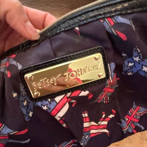 Betsy Johnson patriotic dog red white and blue printed makeup case cosmetic case - Picture 3 of 7